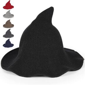 قبعات Sunboom Halloween للبالغين للساحرات للنساء - قبعة سوداء لزي الساحرات للبالغين، إكسسوارات من الصوف لحفلات الهالوين in Kuwait