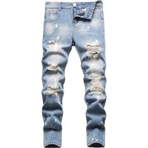 JLLDS LKMQA Boy's Skinny Fit Ripped Destroyed Distressed Slim Fashion Stretch Jeans Pants in Saudi Arabia