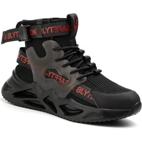 ORISTACO Steel Toe Safety High-Cut Boot, Breathable Lightweight Smash-Proof Industries Construction Work Shoes