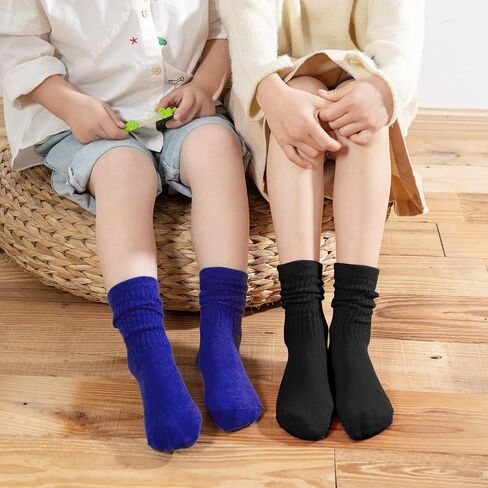 جوارب Auranso Little Girl Slouch Socks حتى الركبة، جوارب قطنية 9 أزواج من الجوارب الطويلة للفتيات in Saudi Arabia