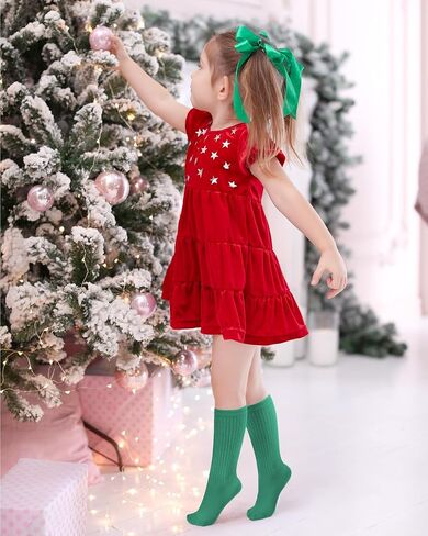 Auranso Little Girl Slouch Socks Knee High Cotton Socks 9 Pairs Girls Long Crew Socks in Kuwait