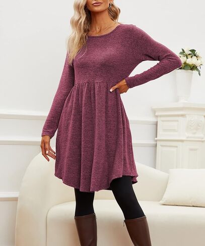 فساتين Jar of Love النسائية الكاجوال بأكمام طويلة، فستان فضفاض بخصر إمبراطوري، فستان خريف وشتاء مع جيوب in Kuwait