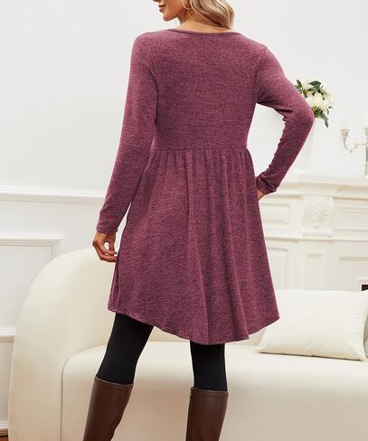 فساتين Jar of Love النسائية الكاجوال بأكمام طويلة، فستان فضفاض بخصر إمبراطوري، فستان خريف وشتاء مع جيوب in Kuwait