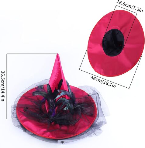 Goetland Deluxe Witch Hat for Women Halloween Witch Hat with Veils Spiders Feathers Party Carnival Christmas Cosplay in Saudi Arabia