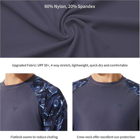Men's Swim Shirts Rash Guard UPF 50+ Long & Short Sleeve UV Sun Protection Summer Shirts Fishing Hiking T-Shirt in Saudi Arabia
