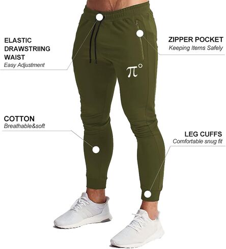 Wangdo Men's Joggers Sweatpants Gym Training Workout Pants Slim Fit with Zipper Pockets in Kuwait