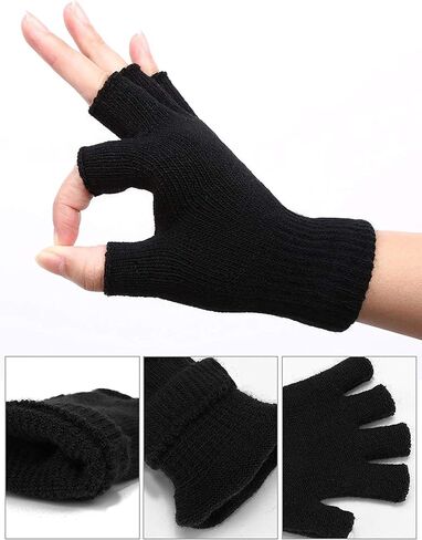 4 Pairs Winter Half Finger Gloves Knitted Fingerless Mittens Warm Stretchy Gloves for Men and Women in Kuwait