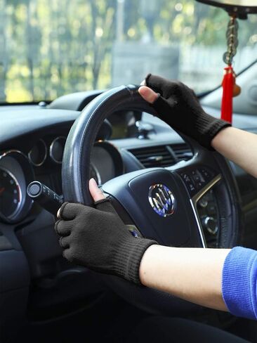 4 Pairs Winter Half Finger Gloves Knitted Fingerless Mittens Warm Stretchy Gloves for Men and Women in Kuwait