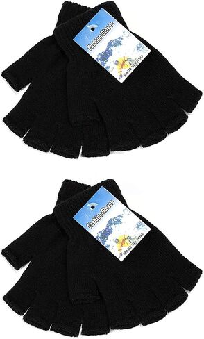 4 Pairs Winter Half Finger Gloves Knitted Fingerless Mittens Warm Stretchy Gloves for Men and Women in Kuwait