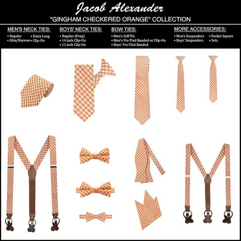 Jacob Alexander Boys' Prep Gingham Checkered Pattern Neck Tie in Kuwait
