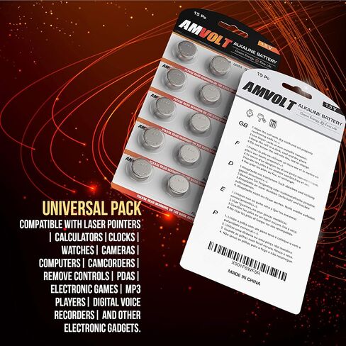 بطارية AmVolt 50 Pack LR44 AG13 SR44 357 303 LR44G - [طاقة فائقة] بطاريات خلوية قلوية ممتازة 1.5 فولت غير قابلة لإعادة الشحن للساعات والأجهزة الإلكترونية - تاريخ انتهاء الصلاحية 2024 in Saudi Arabia