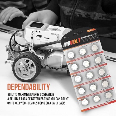 بطارية AmVolt 50 Pack LR44 AG13 SR44 357 303 LR44G - [طاقة فائقة] بطاريات خلوية قلوية ممتازة 1.5 فولت غير قابلة لإعادة الشحن للساعات والأجهزة الإلكترونية - تاريخ انتهاء الصلاحية 2024 in Saudi Arabia