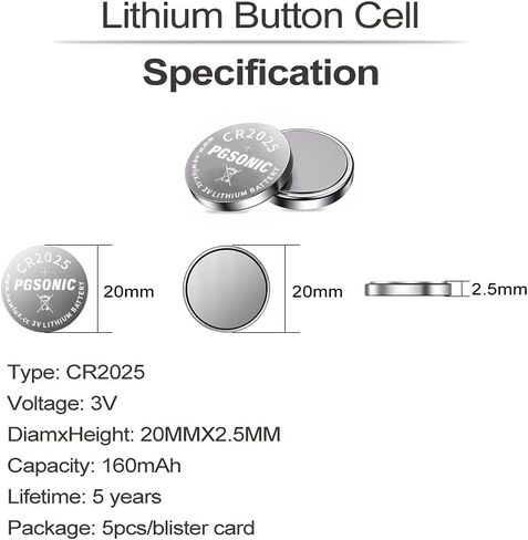PGSONIC CR2025 3V Lithium Battery (15pcs) in Saudi Arabia