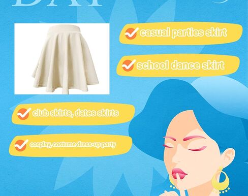 تنورة PUKAVT للسيدات الأساسية غير الرسمية على شكل حرف A تنورة حفلات متزلجة صغيرة واسعة وقابلة للتمدد in Kuwait