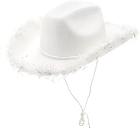 White Cowgirl Hat Feather Boa with Heart Sunglasses Bandana Women Rodeo Western Cowboy Hats Bachelorette Costume Cosplay Country Party Dress-Up in Kuwait