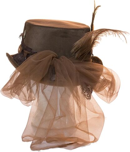 Deluxe Velvet 4.25 Inch Steampunk Top Hat with Removable Goggles in Saudi Arabia