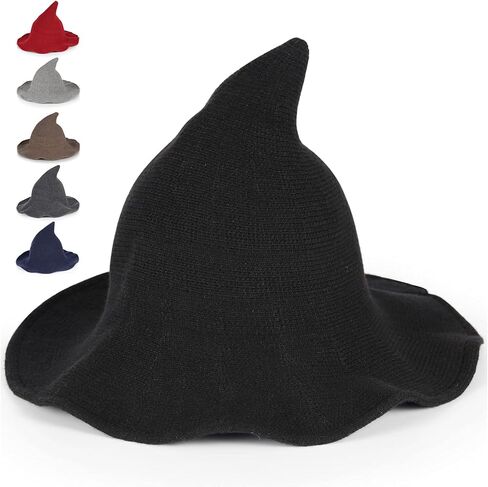 قبعات Sunboom Halloween للبالغين للساحرات للنساء - قبعة سوداء لزي الساحرات للبالغين، إكسسوارات من الصوف لحفلات الهالوين in Saudi Arabia