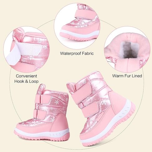 FANTURE Winter Snow Boots for Boy and Girl Outdoor with Fur Lined(Toddler/Little Kids) in Saudi Arabia