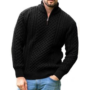 Vinsekep Men's Irish Fisherman Sweaters Cable Knit Half Zip Jacquard Pullover Sweater in Saudi Arabia