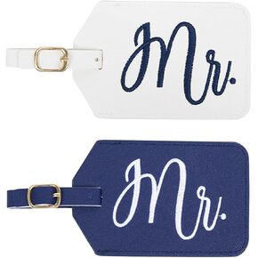 بطاقات الأمتعة للسيدات من Miamica Mrs. & Mrs، شريط قوس قزح، 6.85 بوصة × 3 بوصة، عبوتان
