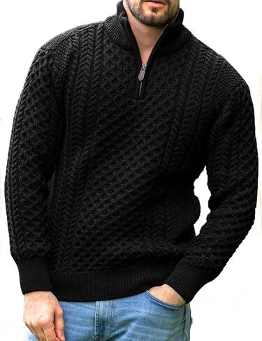 Vinsekep Men's Irish Fisherman Sweaters Cable Knit Half Zip Jacquard Pullover Sweater in Saudi Arabia
