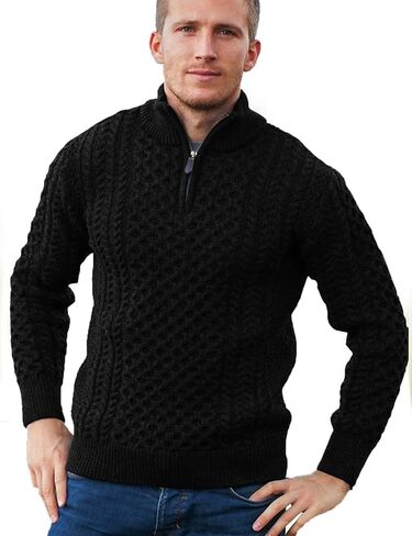 Vinsekep Men's Irish Fisherman Sweaters Cable Knit Half Zip Jacquard Pullover Sweater in Saudi Arabia