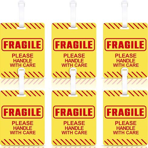 Barydat 6 Pcs Fragile Luggage Tags for Suitcases 5 x 4 Inches Bright Travel Bag Tag Glitter Luggage Tag for Women Men Luggage Suitcase Travel Bag in Saudi Arabia