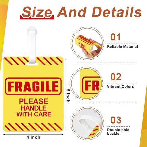 Barydat 6 Pcs Fragile Luggage Tags for Suitcases 5 x 4 Inches Bright Travel Bag Tag Glitter Luggage Tag for Women Men Luggage Suitcase Travel Bag in Saudi Arabia