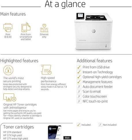 طابعة HP LaserJet Enterprise M608n أحادية اللون مزودة بشبكة إيثرنت مدمجة (K0Q17A) in Kuwait