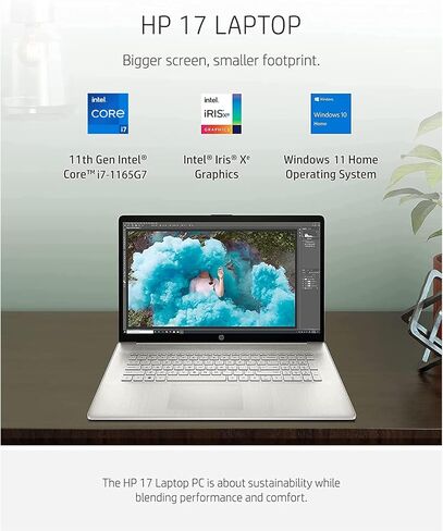 أحدث كمبيوتر محمول HP 17 لعام 2022، شاشة 17 بوصة HD+ مضادة للتوهج، الجيل الحادي عشر من Intel Core i7-1165G7، Intel Iris Xe Graphics، ذاكرة الوصول العشوائي 32 جيجابايت، 1 تيرابايت PCIe SSD، عمر بطارية طويل، كاميرا ويب، ميكروفونات، Windows 11 in Kuwait