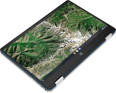 كمبيوتر محمول HP X360 14a Chromebook شاشة لمس عالية الدقة 14 بوصة، ترفيه من أي زاوية Intel Celeron، 4 جيجابايت DDR4 64 جيجابايت eMMC WiFi Webcam مكبرات صوت ستيريو بلوتوث 4.2 كروم أزرق معدني اللون in Kuwait