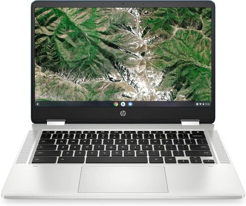 كمبيوتر محمول HP X360 14a Chromebook شاشة لمس عالية الدقة 14 بوصة، ترفيه من أي زاوية Intel Celeron، 4 جيجابايت DDR4 64 جيجابايت eMMC WiFi Webcam مكبرات صوت ستيريو بلوتوث 4.2 كروم أزرق معدني اللون in Kuwait