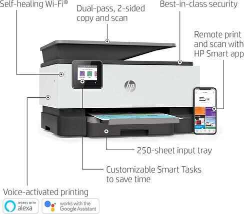 HP OfficeJet Pro 9015 All-in-One Wireless Printer, with Smart Home Office Productivity, HP Instant Ink, Works with Alexa (1KR42A) in Saudi Arabia