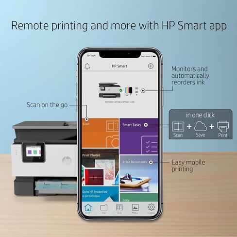 HP OfficeJet Pro 9015 All-in-One Wireless Printer, with Smart Home Office Productivity, HP Instant Ink, Works with Alexa (1KR42A) in Saudi Arabia