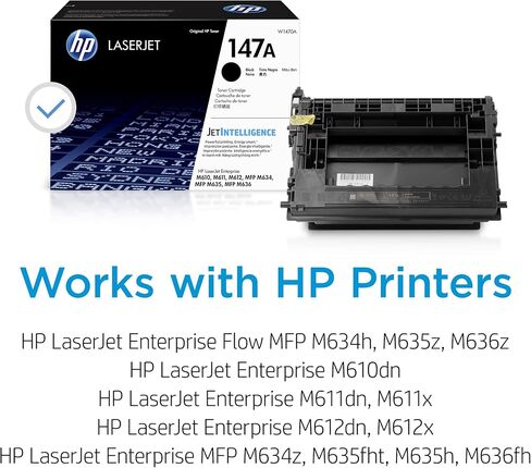 Original HP 147Y Black Extra High-yield Toner Cartridge | Works with HP LaserJet Enterprise M611, M612 Series, HP LaserJet Enterprise MFP M634, M635, M636 Series | W1470Y in Saudi Arabia