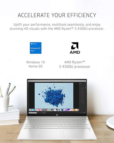 HP Pavilion 15 Laptop, AMD Ryzen 5 4500U Processor, 8 GB RAM, 512 GB SSD Storage, 15.6-inch HD Touchscreen, Windows 10 Home, Micro-Edge Display, Backlit Keyboard (15-eh0010nr, 2020) in Saudi Arabia