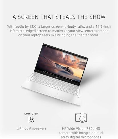 HP Pavilion 15 Laptop, AMD Ryzen 5 4500U Processor, 8 GB RAM, 512 GB SSD Storage, 15.6-inch HD Touchscreen, Windows 10 Home, Micro-Edge Display, Backlit Keyboard (15-eh0010nr, 2020) in Saudi Arabia