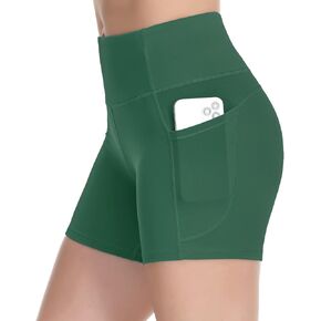 Dragon Fit High Waist Yoga Shorts for Women with 2 Side Pockets Tummy Control Running Home Workout Shorts