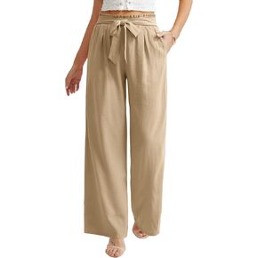 Feiersi Women Casual Wide Leg Pants High Waisted Business Work Casual Pants Loose Flowy Beach Palazzo Pants