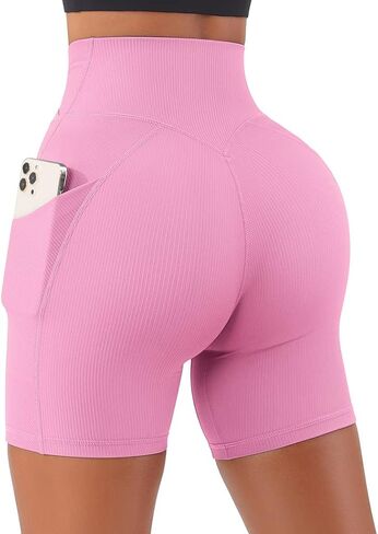 SUUKSESS Women Cross Workout Shorts with Pockets 5" High Waist Booty Biker Short in Kuwait