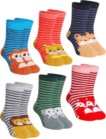 DoSmart Children's Winter Warm Wool Solid Color Socks Kids Boy Girls Hiking Thermal Boot Crew Socks 6 Pairs in Kuwait