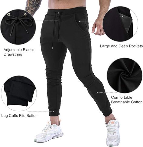 Wangdo Men's Slim Joggers Gym Workout Pants,Sport Training Tapered Sweatpants,Casual Athletics Joggers for Running in Kuwait