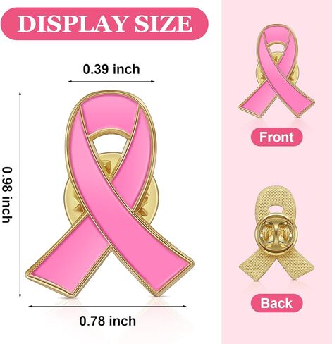 Pink Ribbon Brooch Pins Hope Ribbon Lapel Official Breast Cancer Awareness Lapel Pin, 1 x 0.78 inch in Saudi Arabia
