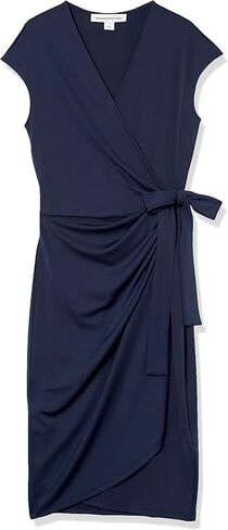 Amazon Essentials Women's Classic Cap Sleeve Wrap Dress (Available in Plus Size) in Kuwait