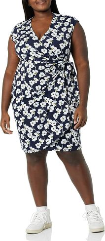 Amazon Essentials Women's Classic Cap Sleeve Wrap Dress (Available in Plus Size) in Kuwait