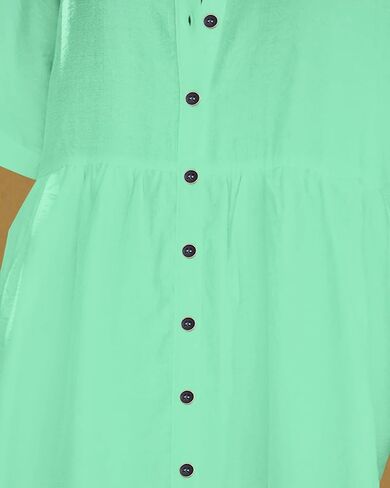 PYGFEMR Women's Short Sleeve Babydoll Dress Button Down Dresses with Pockets in Saudi Arabia