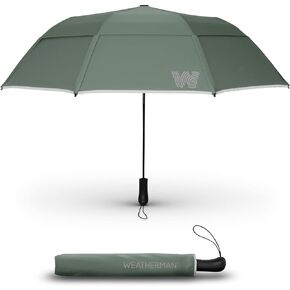 Weatherman Umbrella - Folds of Honor - Heavy Duty & Compact Collapsible Umbrella for Backpack & Car - Windproof Umbrella Resists Up to 55 MPH Winds - Patriotic Umbrella - Liberty in Saudi Arabia