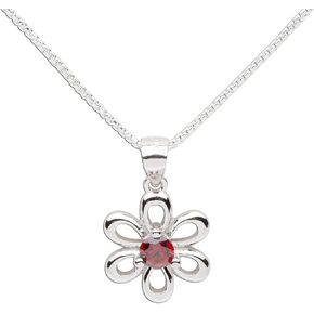 Cherished Moments Sterling Silver Daisy Simulated Birthstone Necklace