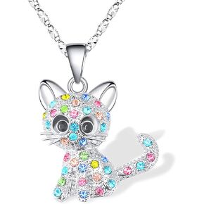 Lanqueen Kitty Cat Pendant Necklace Jewelry for Women Girls Cat Lover Gifts Daughter Loved Necklace 18+2.4 inch Chain in Kuwait