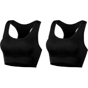 AMRIY Racerback Sports Bras for Women Medium Support Padded Bra Seamless Women's Sports Wireless Bra